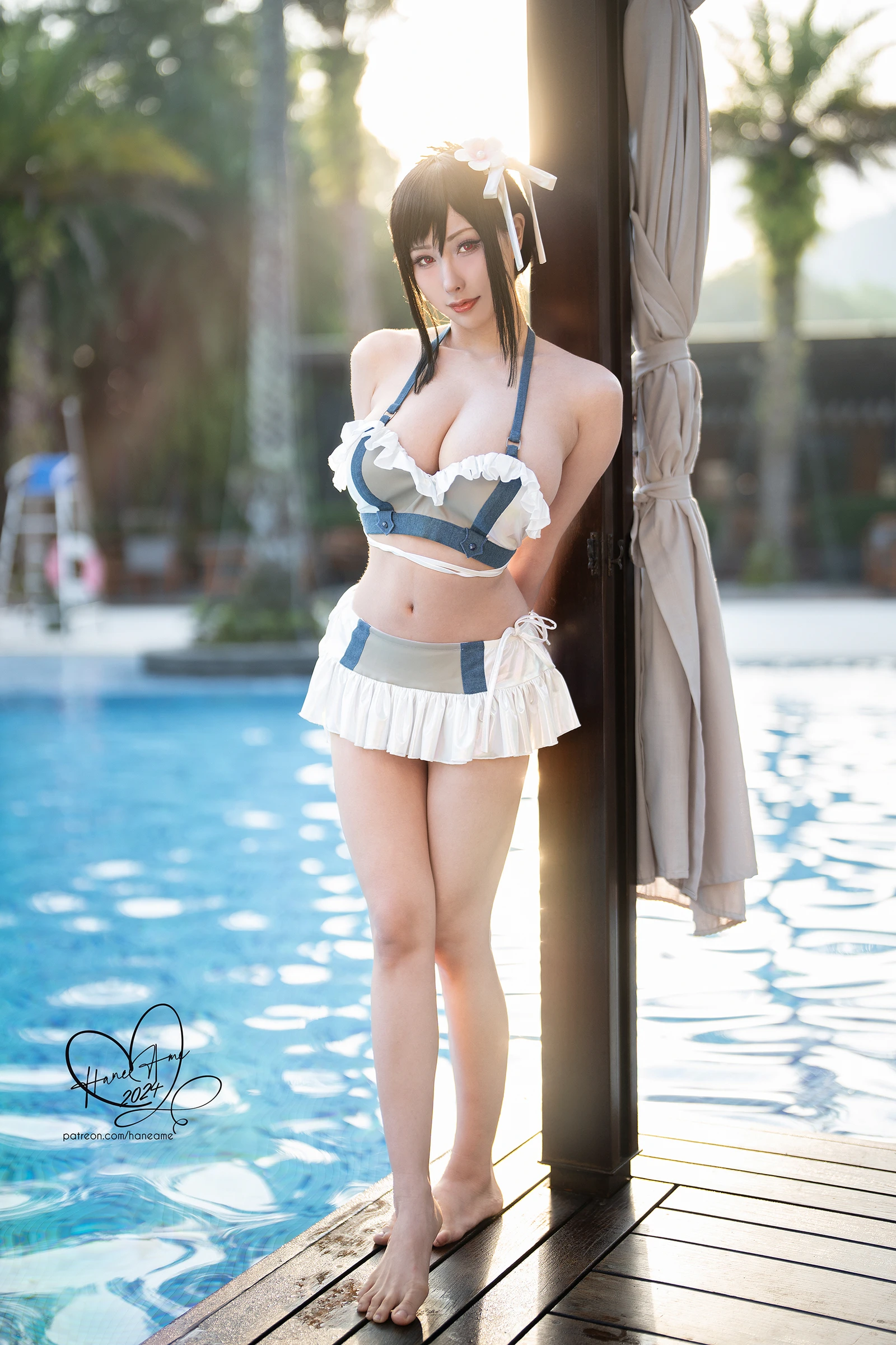 Final fantansy Tifa 泳裝美女动漫博主性感Cosplay写真Hane Ame 雨波|柠檬皮美女写真