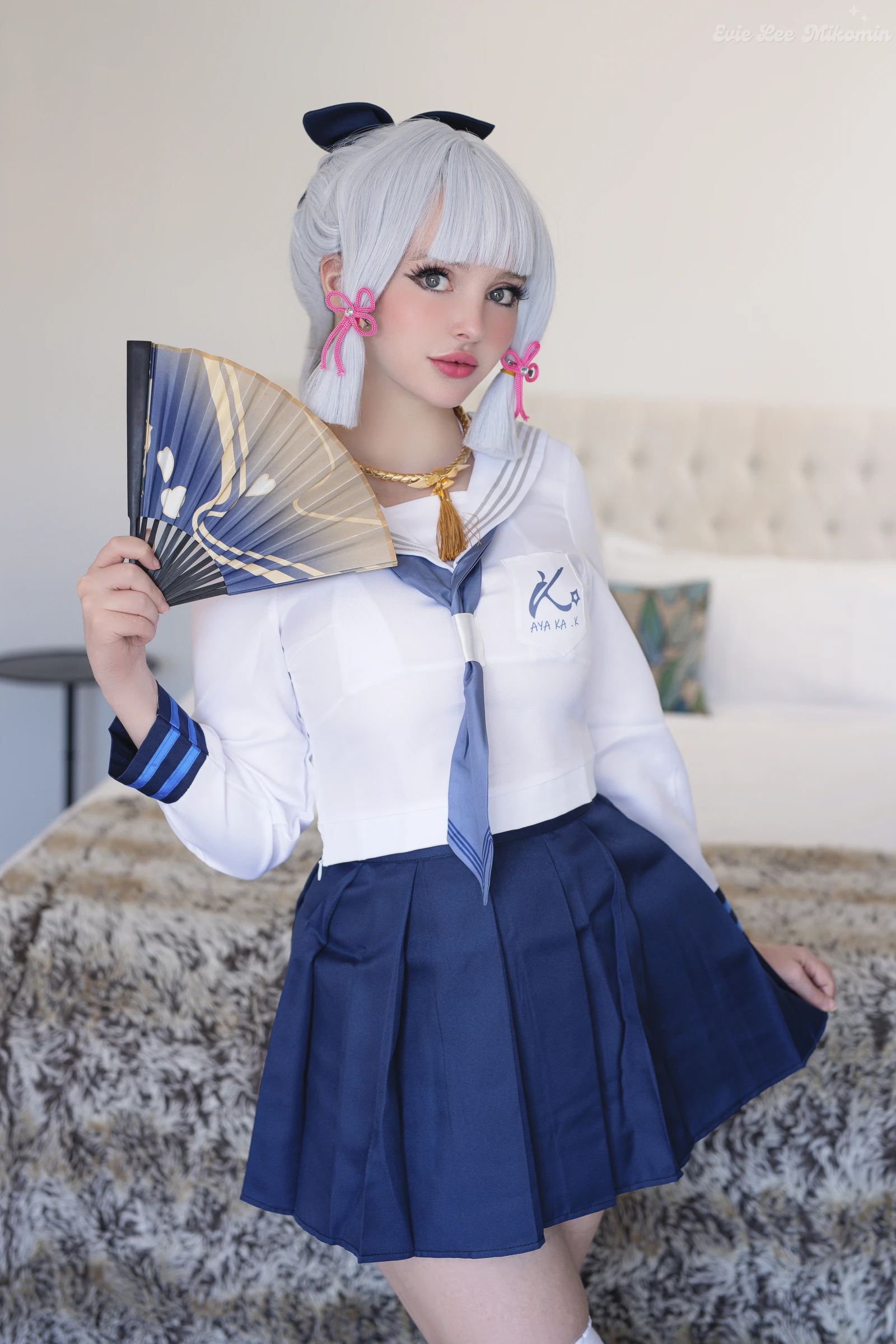 Ayaka School Uniform美女动漫博主性感Cosplay写真Mikomin|柠檬皮美女写真