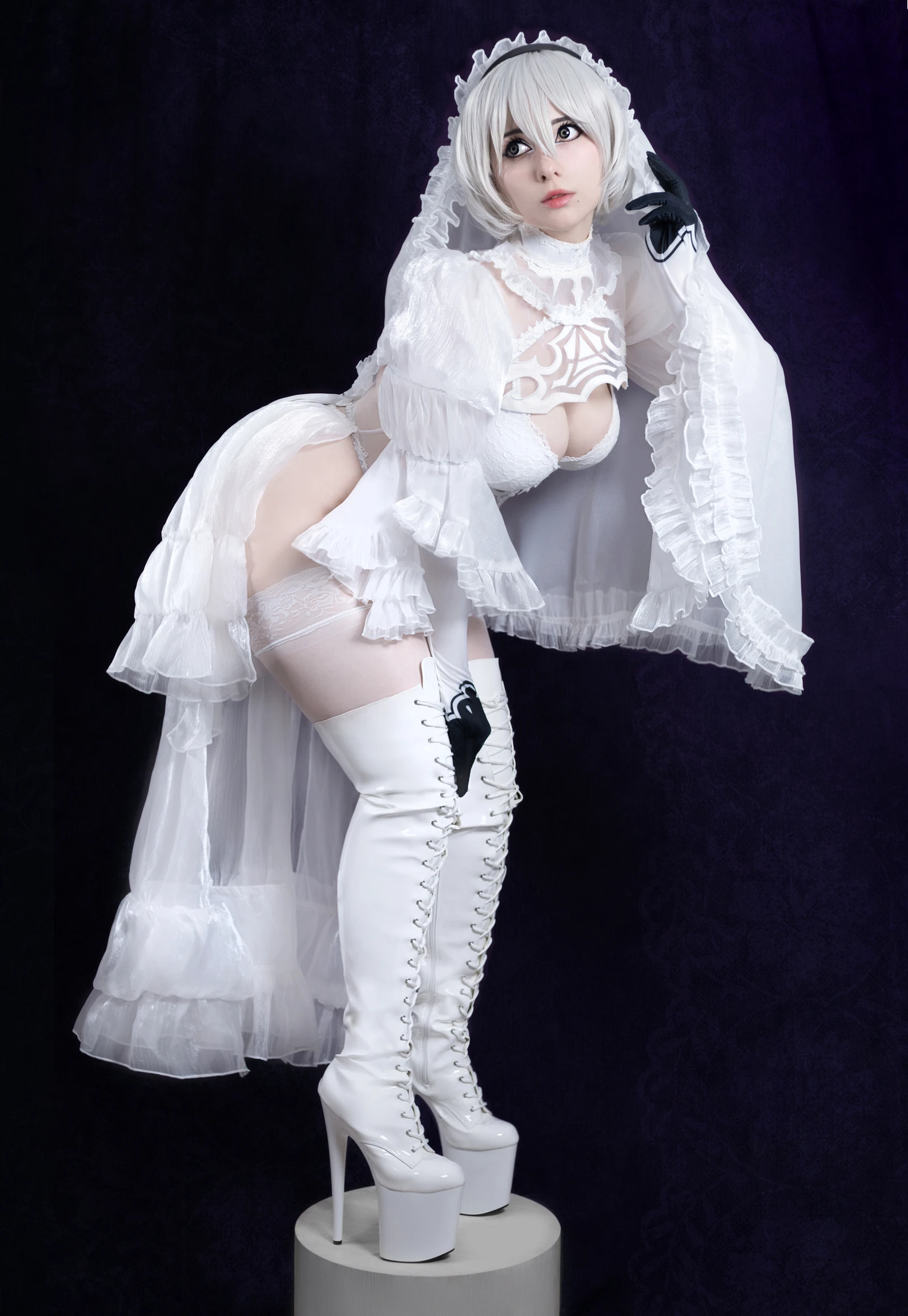 2B Bride美女动漫博主性感Cosplay写真Mirikashi |柠檬皮美女写真